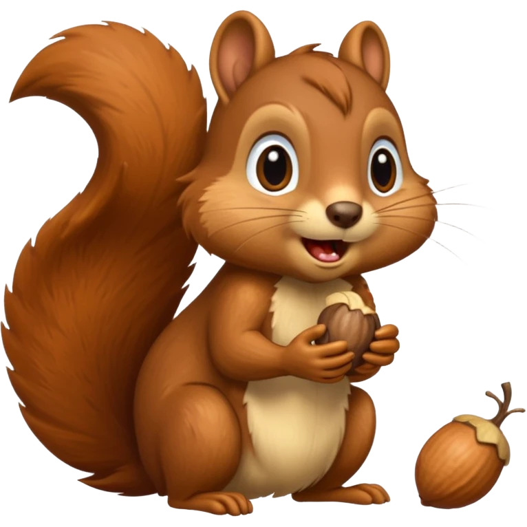 Long toothed squirrel swallows acorn, panicked emoji