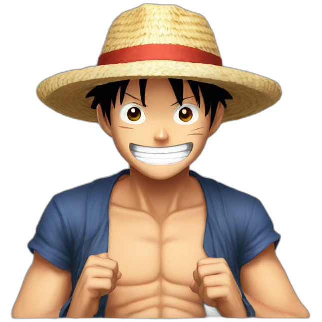 Luffy with a strawhat emoji