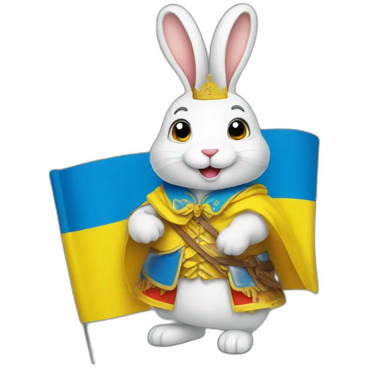 smiling rabbit dressed in a costume  Ukrainian flag emoji