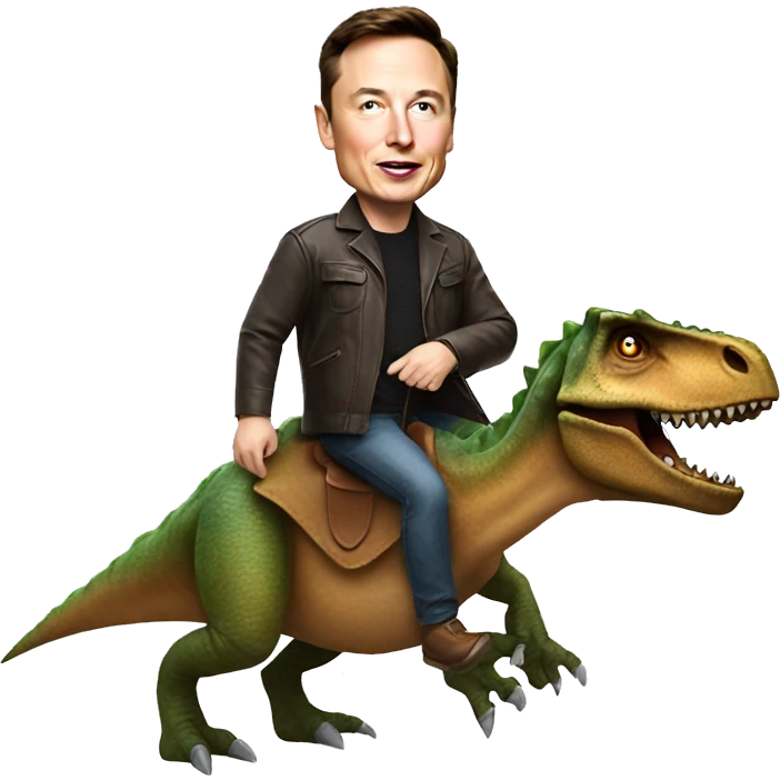 Make a elon musk riding on a dinosaur emoji
