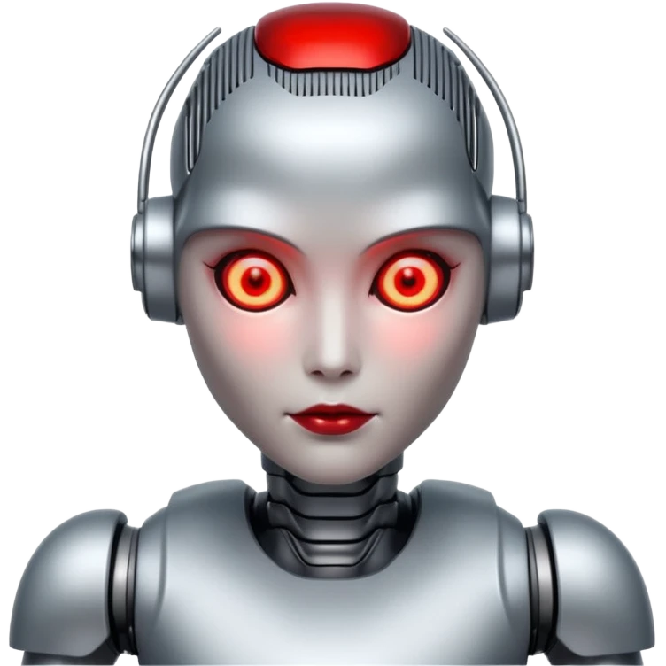 An AI humanoid robot looking evil emoji