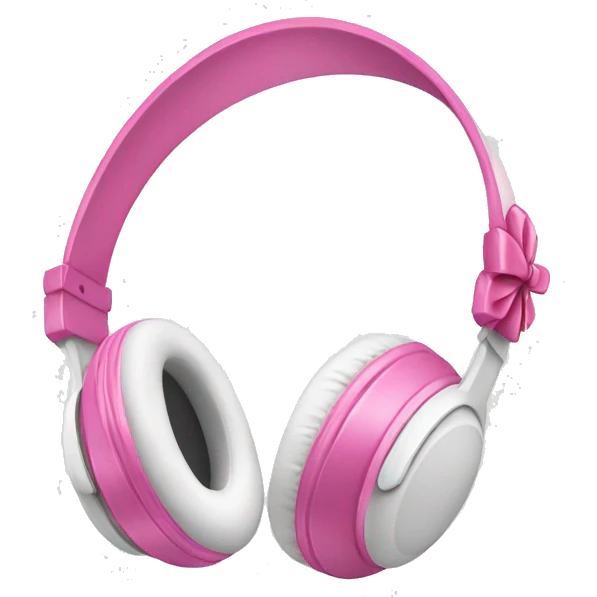 White headphones with pink bows emoji