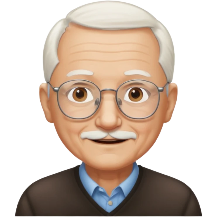 emoji of a great-grandfather, very old man, wearing glasses, bald with white hair on the sides, gentle smile emoji