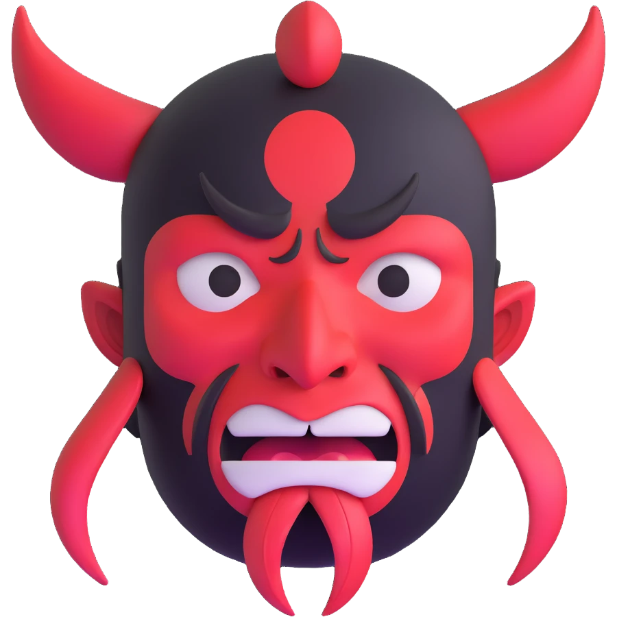 tengu face with long nose crying, no background, just the face emoji