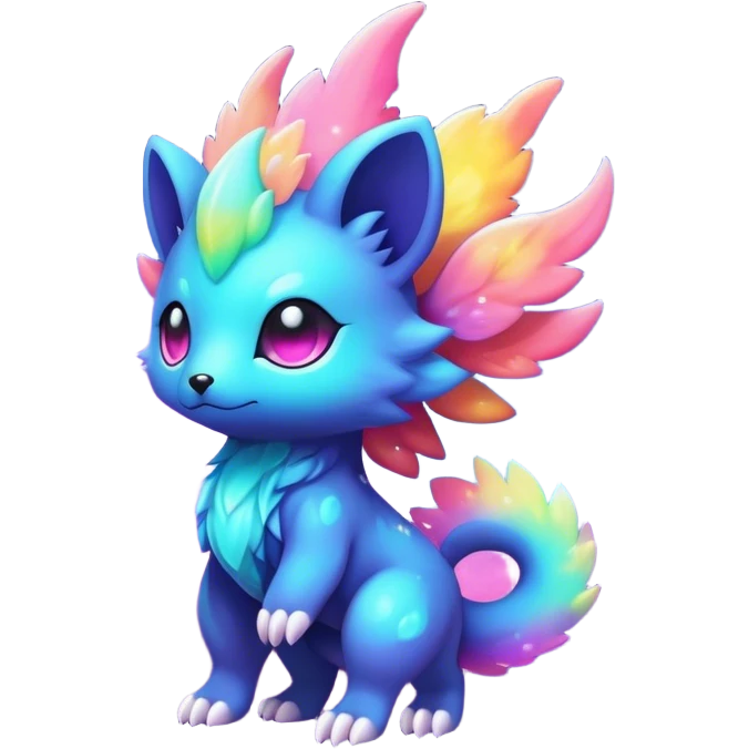 Cute cool colorful nebula fantasy animal hybrid Fakemon full body emoji