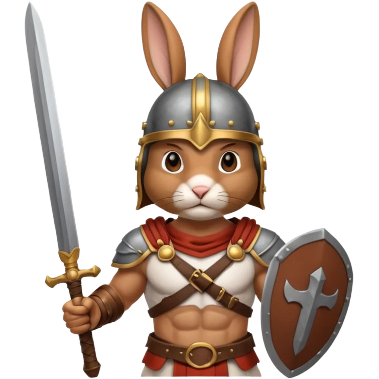 a rabbit Roman Gladiator, half upper  emoji