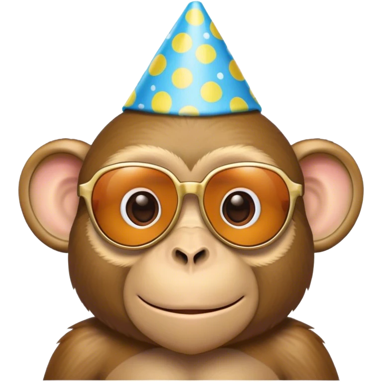 Affe mit Sonnen Brille und Geburtstags Hut  emoji