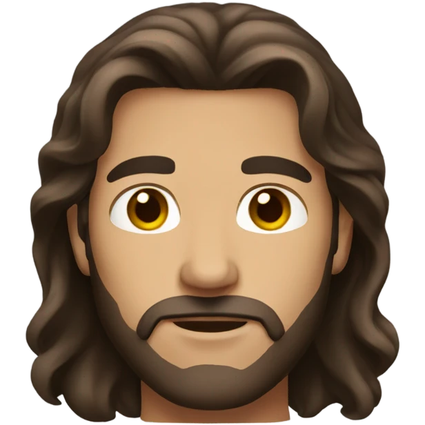 Man long brown hair brown eyes emoji