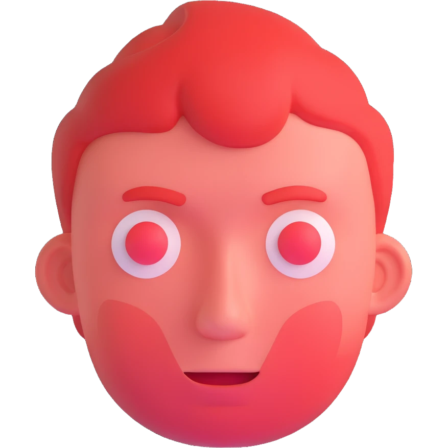 a man with a red blushing face emoji