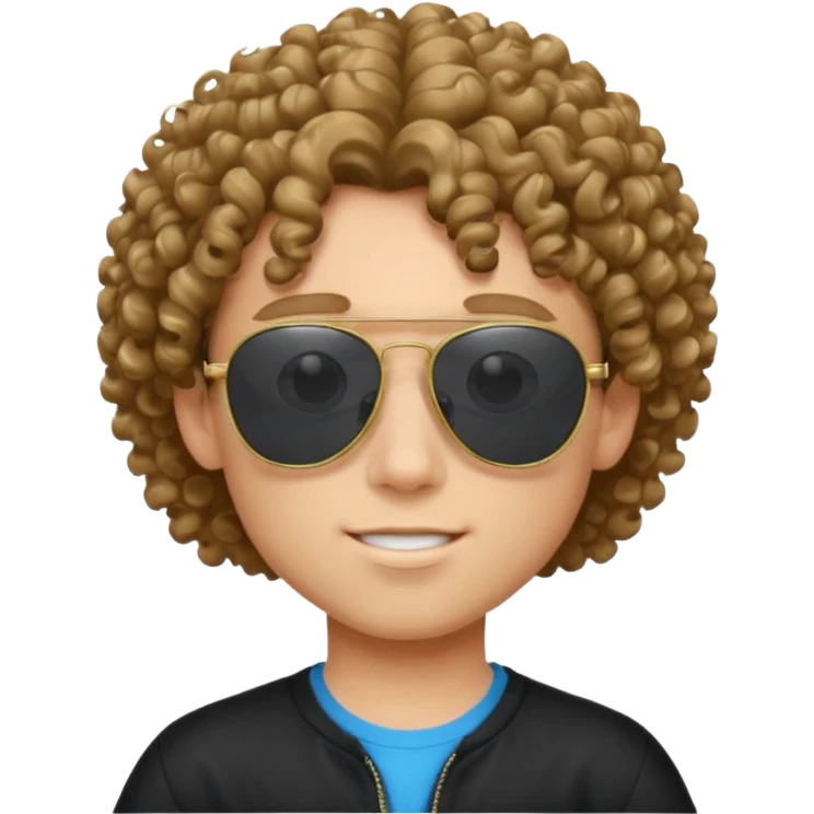 Boy with sunglasses with curly hair emoji