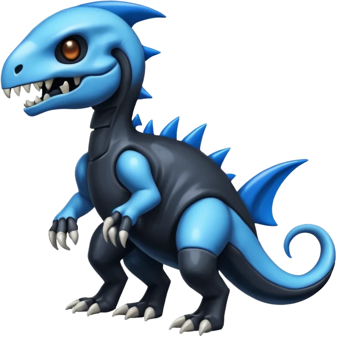 Shiny Dark Black And Blue Duskull-Cubone-Salandit-Fakémon-hybrid-creature (full body)  emoji