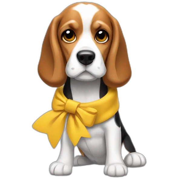 beagle in a winter jacketcocker spaniel with yellow bow emoji