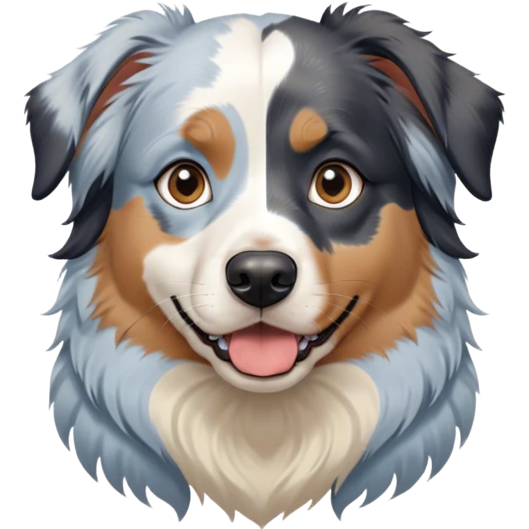 Blonde girl with a black tricolor australian shepherd on one side and a blue merle australian shepherd on the other side emoji