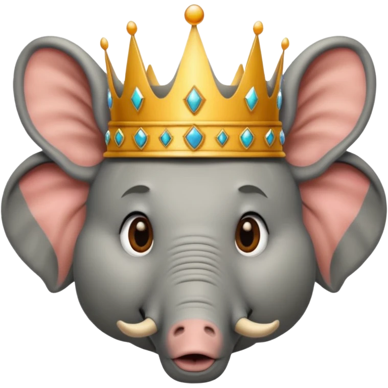 face of donald trump wearing a crown between an elephant face and a donkey face emoji