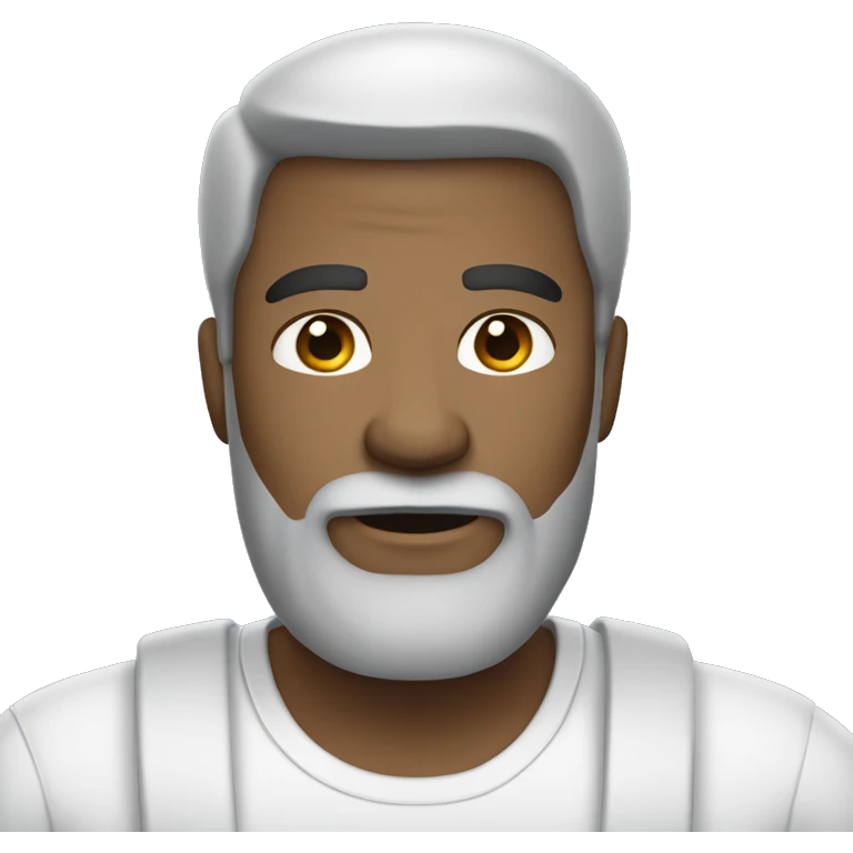 White man with black-beard wearing white tshirt and white pants emoji