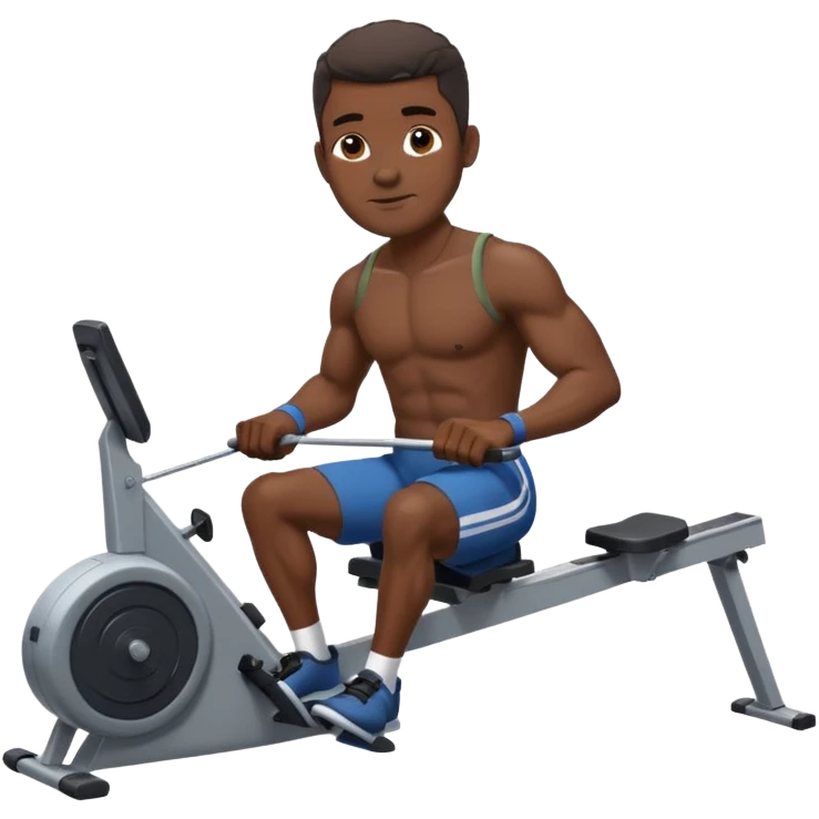 african american male on rowing machine emoji