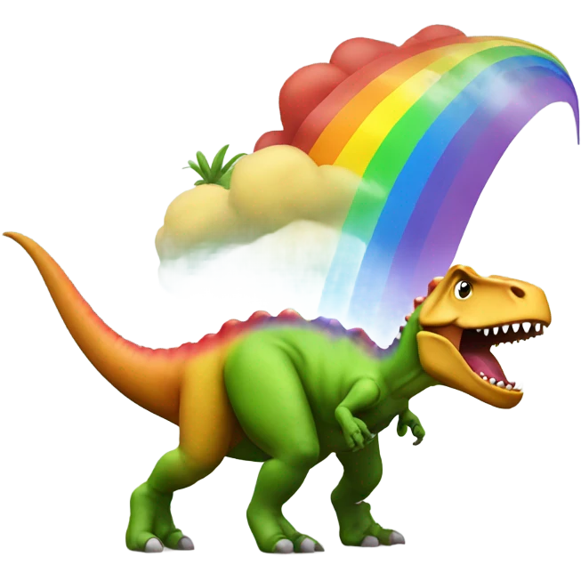 dinosaur throwing up a rainbow  emoji