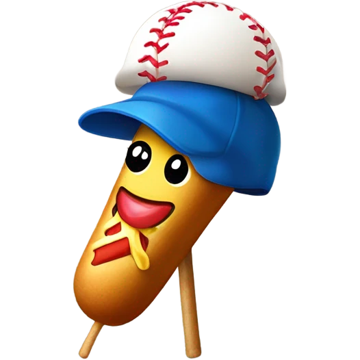 Corndog with baseball cap emoji