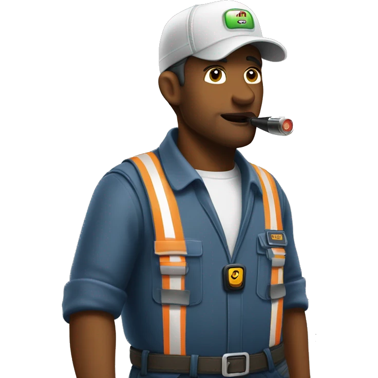 White Super trucker smoker talking on walkie talkie emoji