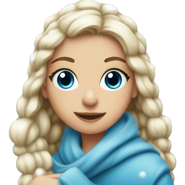 winter girl holding book in snow blue eyes emoji
