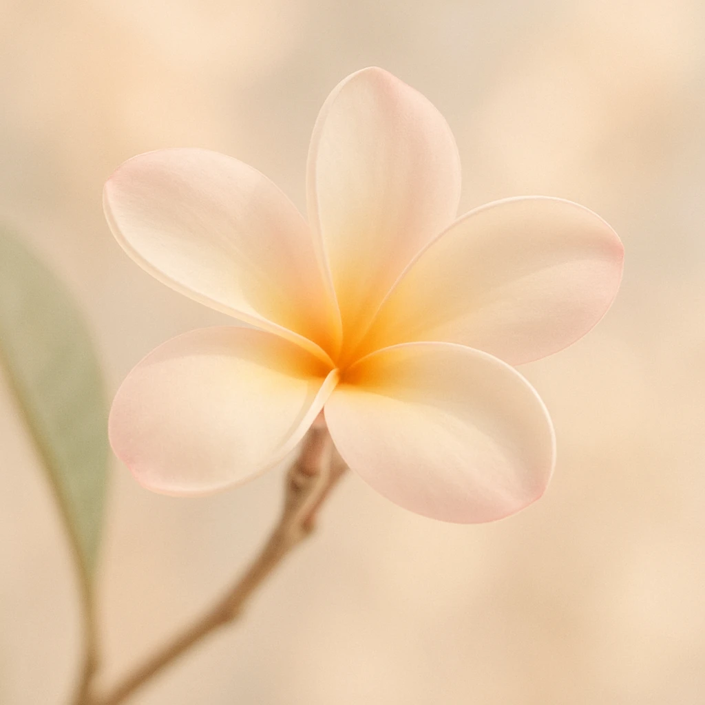aesthetic pinterest-inspired plumeria flower, soft colors, dreamy, minimal, elegant, gentle lighting emoji