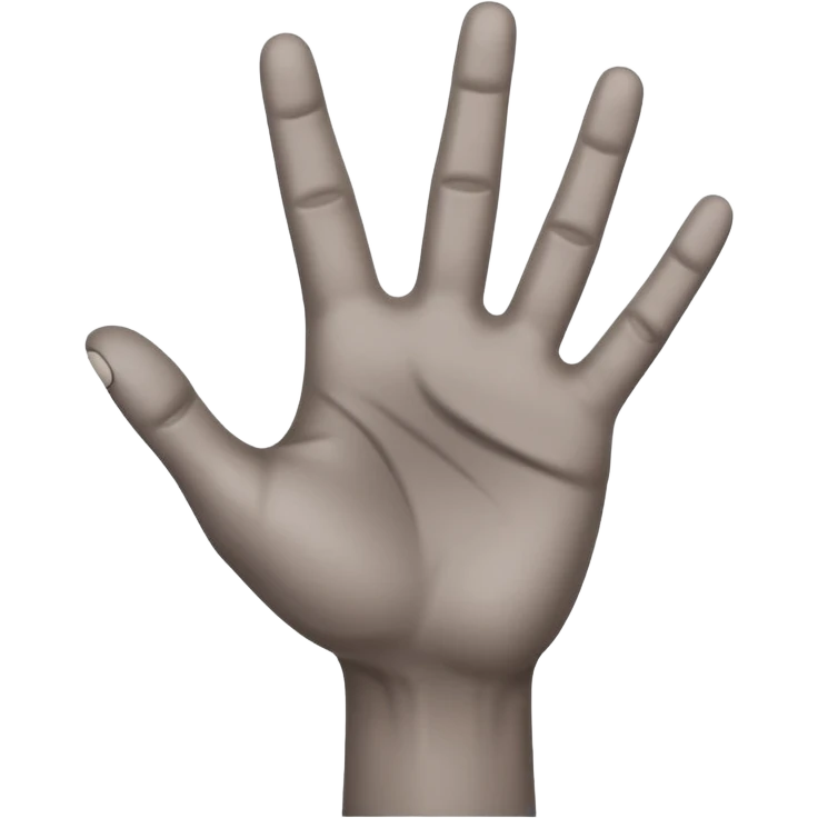 front angle view of a grey colored arm and 5 fingered hand reaching out emoji