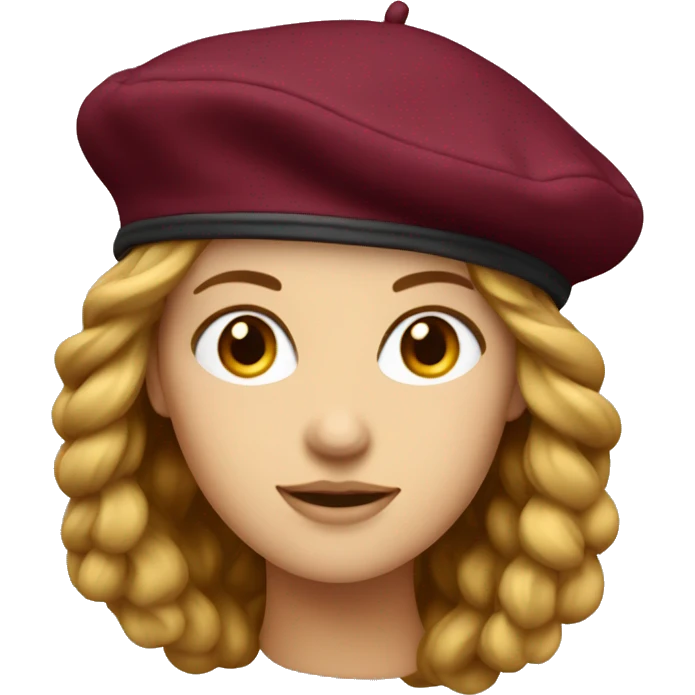 A women’s burgundy beret emoji