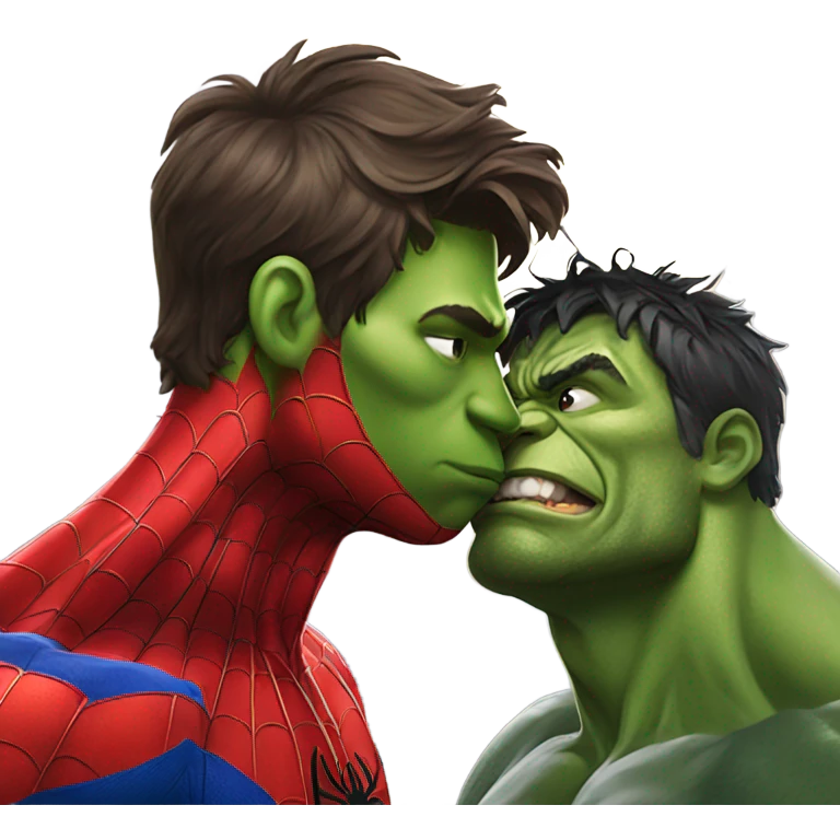 Spiderman kiss hulk emoji