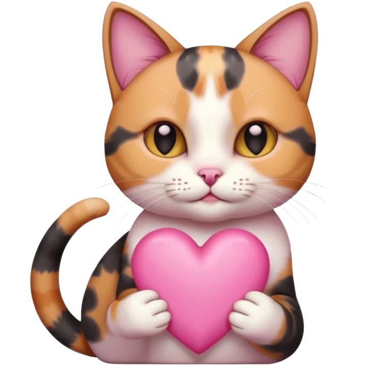 cat holding a pink heart emoji