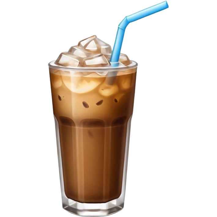cold coffee light brown color with straw and ice  emoji