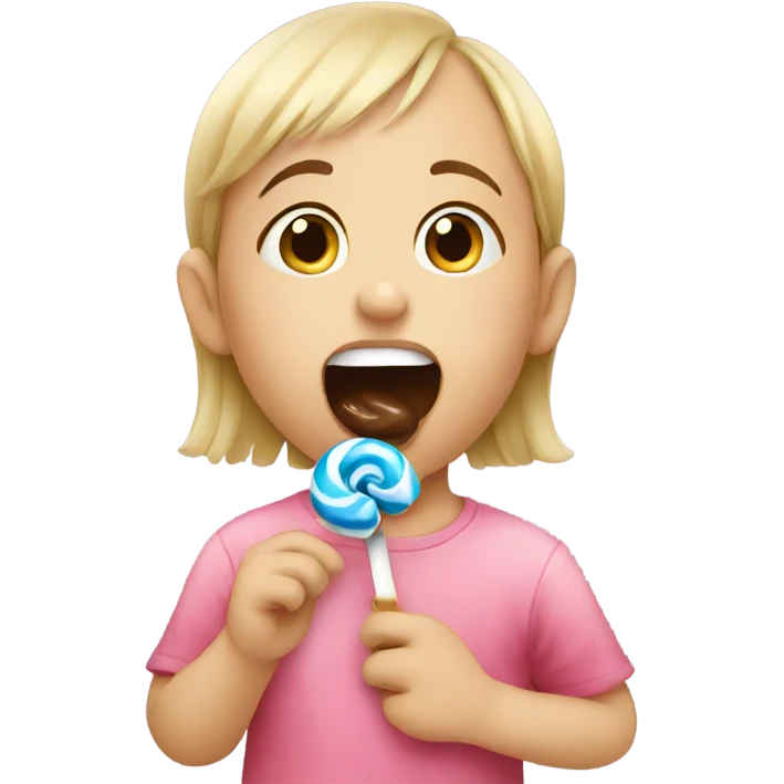 child eating a candy emoji