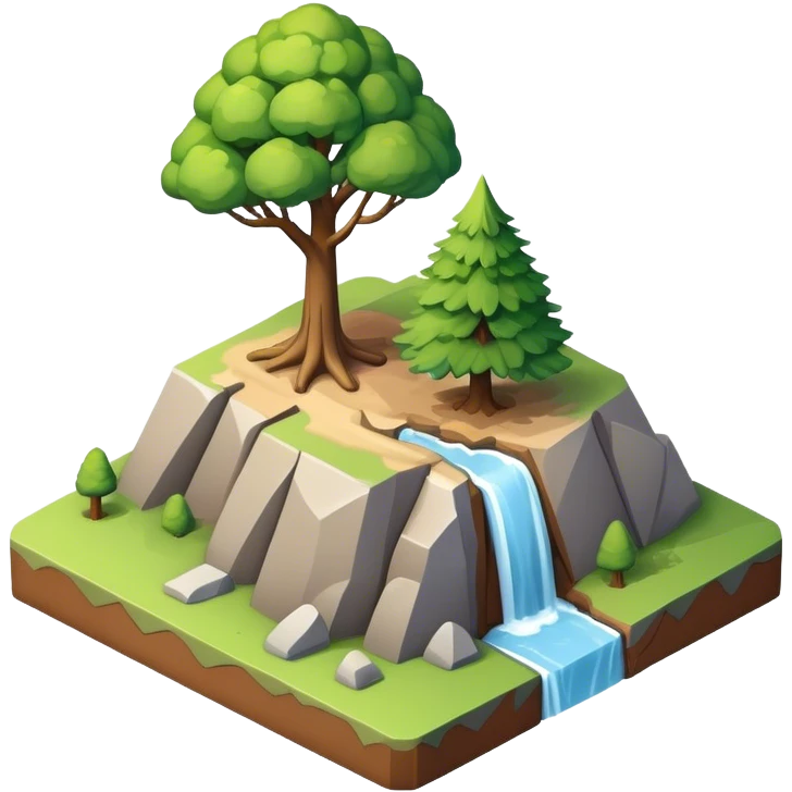 isometric rugged terrain small simple tree emoji