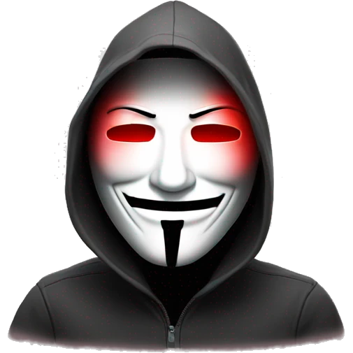 Computer hacker wearing  anonymous mask red light from eyes emoji