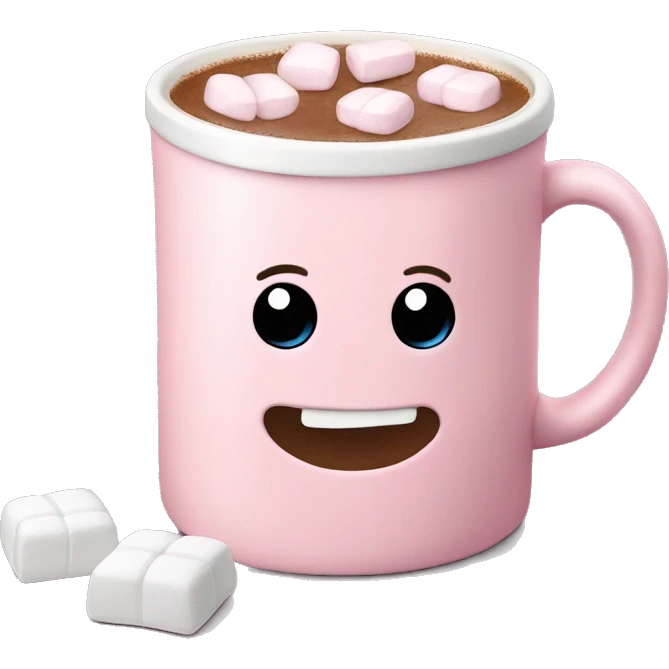 Light Pink mug of hot chocolate with marshmallows  emoji