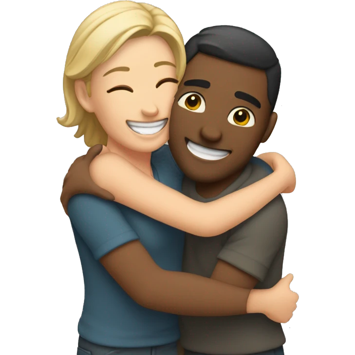 couple hug with warm smiles emoji