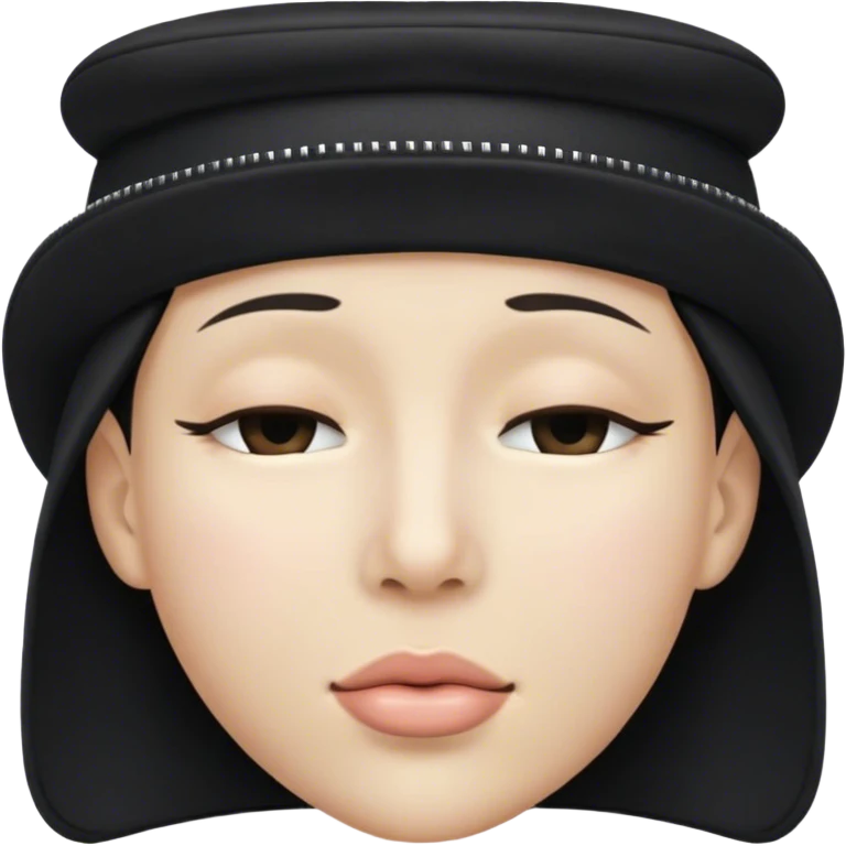 Un emoji de boca cerrada con cierre y con un gorro negro hacia un lado emoji