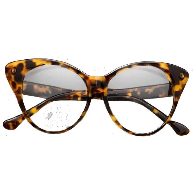 cat eye tortoiseshell glasses clear lenses emoji