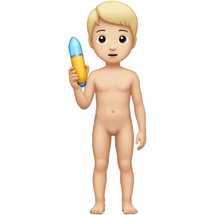 naked kid standing with his big penis emoji