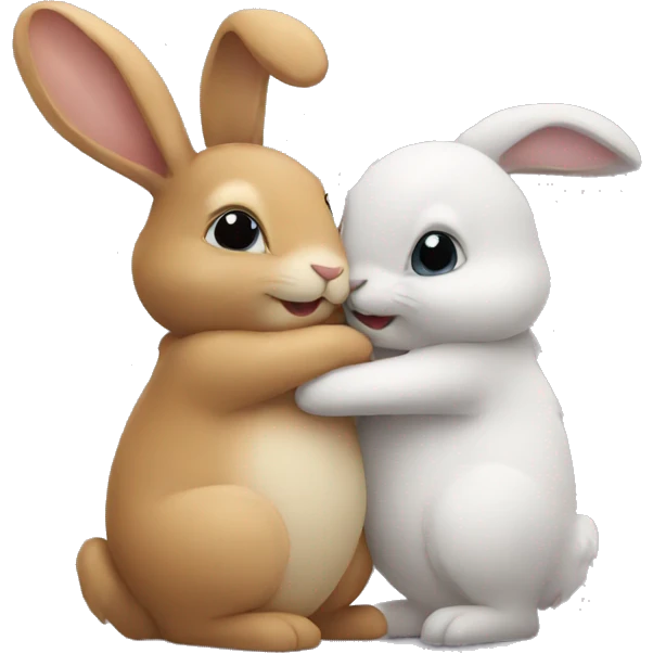 rabbits hugging emoji