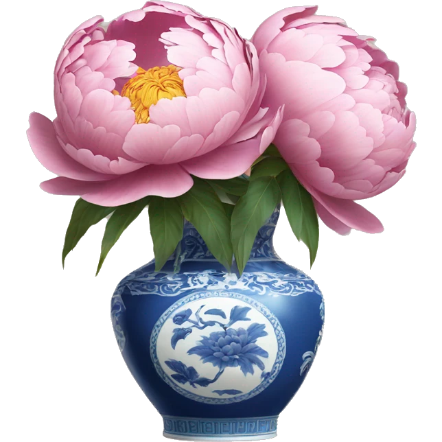Peony in chinoiserie vase emoji