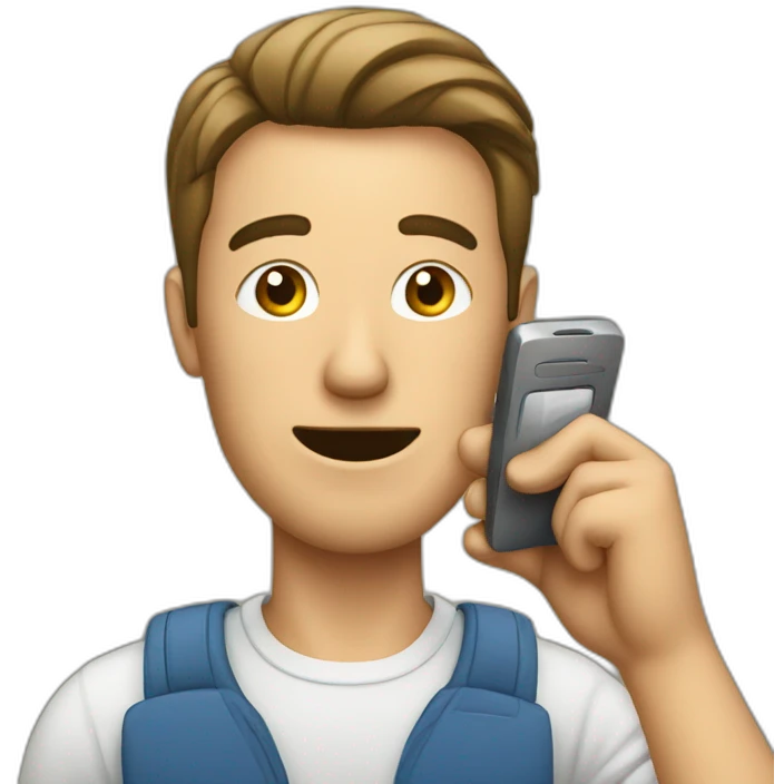 A man talks into a mobile phone emoji