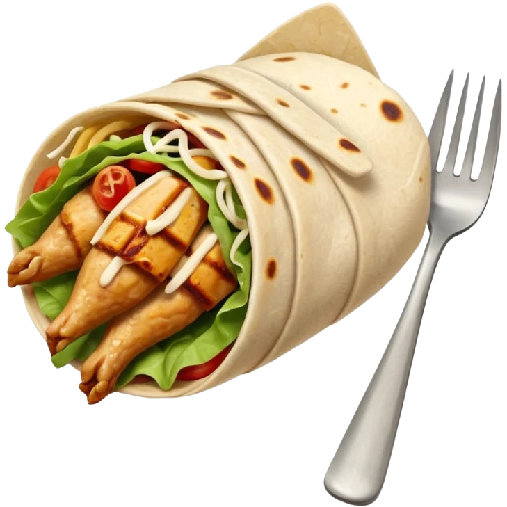 chicken wrap pierced by a fork emoji
