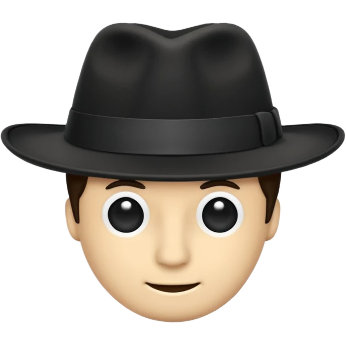 fedora, isolated, transparent background, black emoji