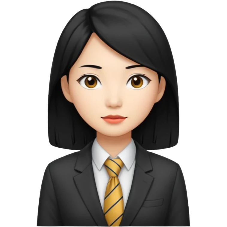 long black haired asian woman with tie and blazer emoji