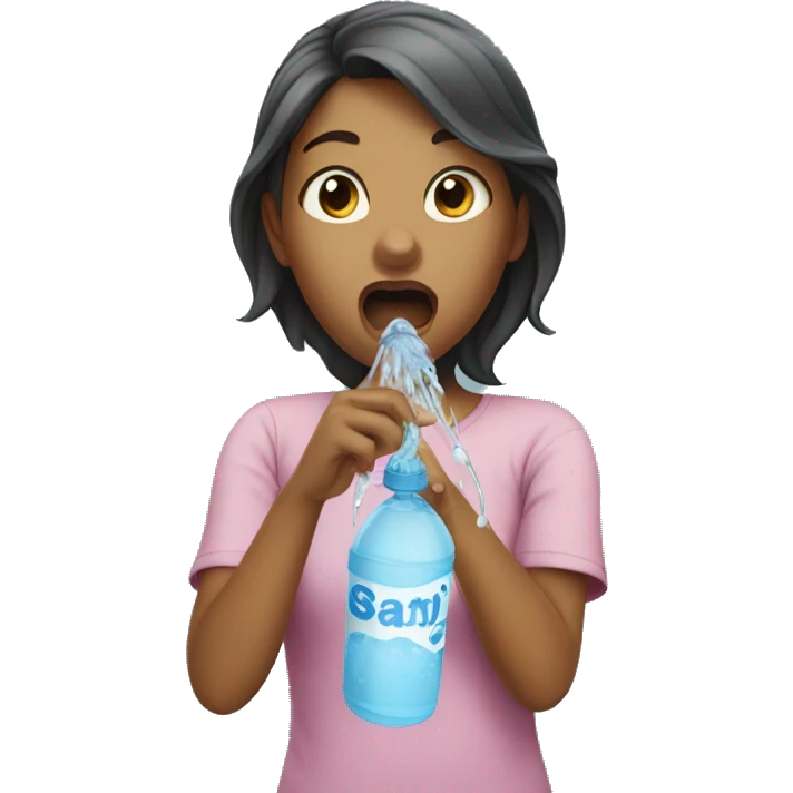 Girl spitting out water emoji