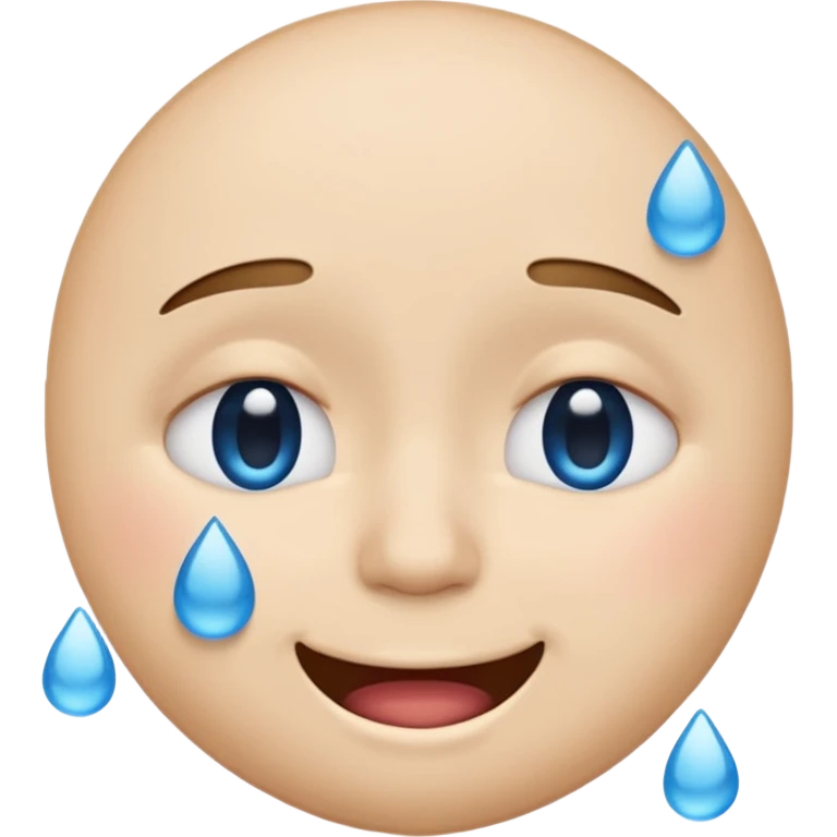 Pleading Face emoji, smiling with closed eyes and two large blue tears—iOS style. emoji