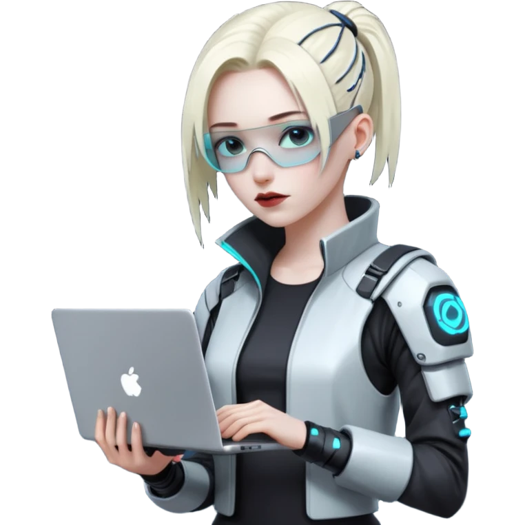 cyber punk holding laptop emoji