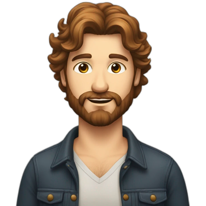Homme caucasien cheveux gominés brume barbe cuivré emoji