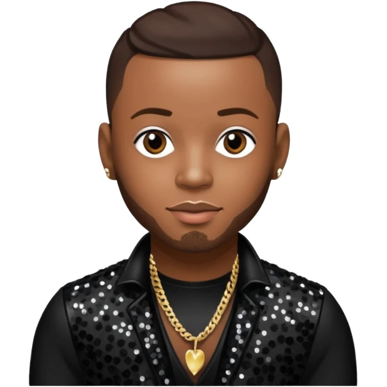 Pleasure P, R&B Singer from Pretty Ricky with dark brown hair, black sequin outfit emoji
