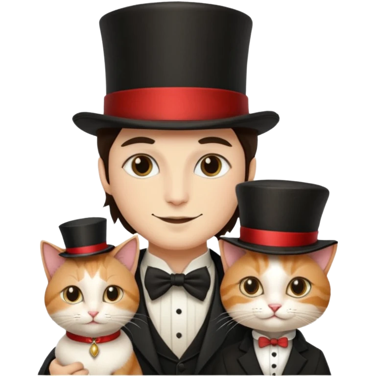 magician couple and their pet cat emoji